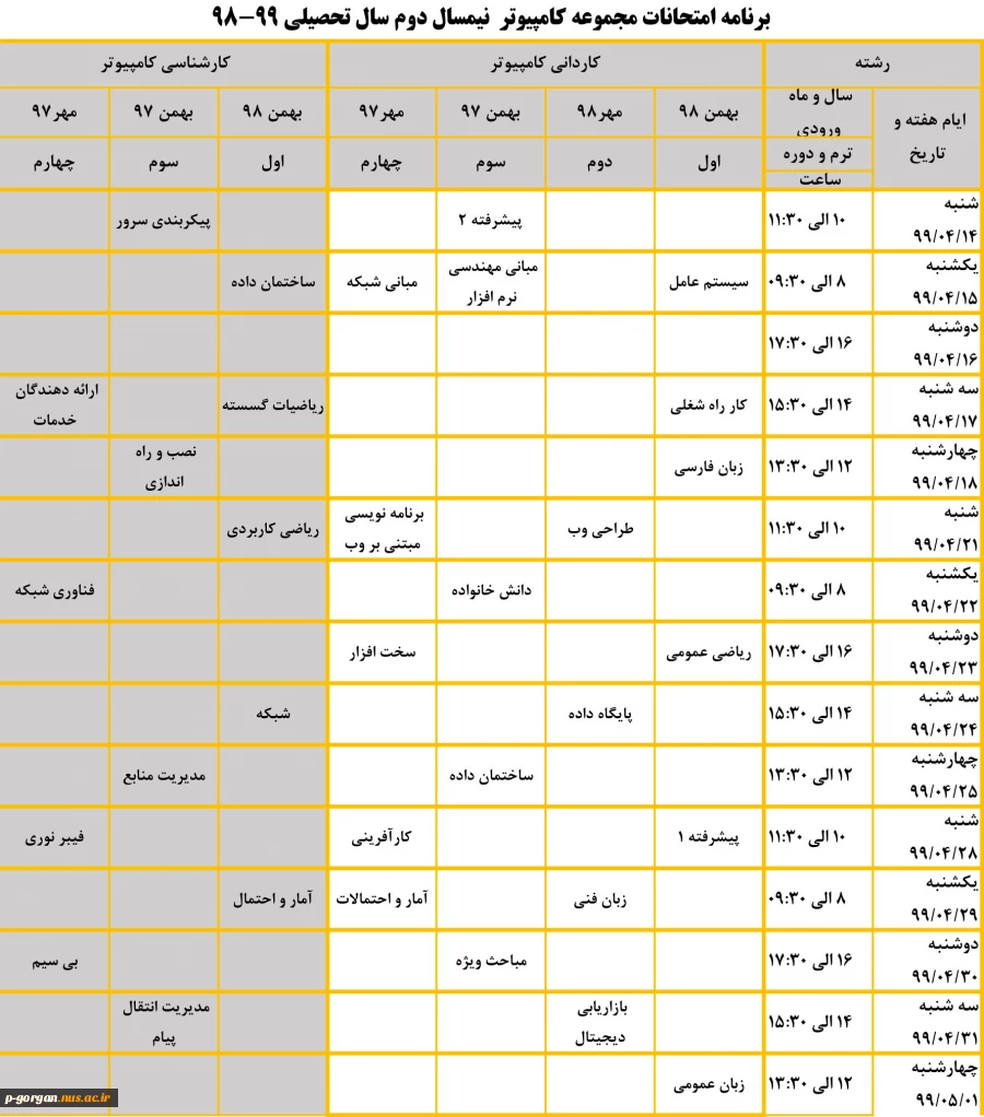 امتحان گروه کامپیوتر