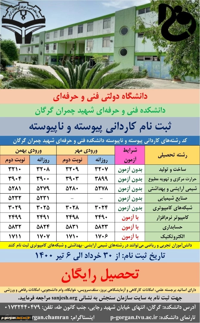 پذیرش دانشگاه فنی و حرفه ای