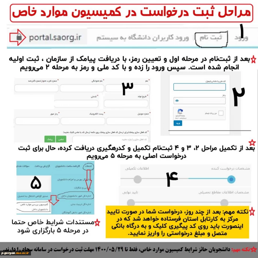 اطلاعیه کمیسیون بررسی موارد خاص دانشگاه 2